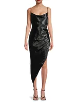 Martha Satin Asymmetric Midi-Dress