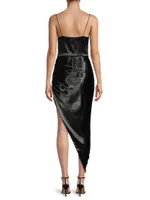 Martha Satin Asymmetric Midi-Dress