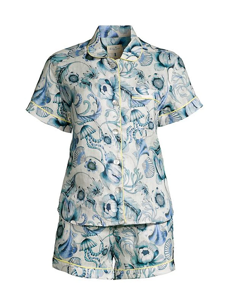 In The Pursuit Of Magic Nina Floral & Shell Linen Pajamas