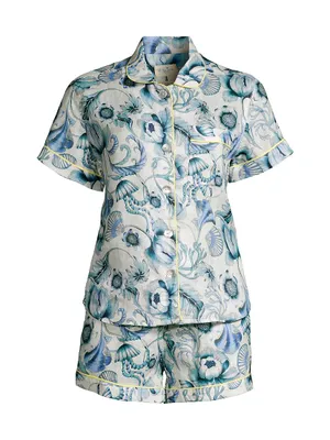 The Pursuit Of Magic Nina Floral & Shell Linen Pajamas