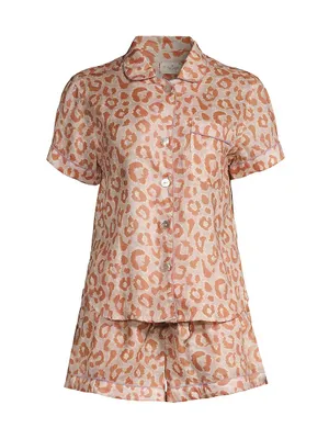 The Pursuit Of Magic Nina Leopard Print Linen Pajamas