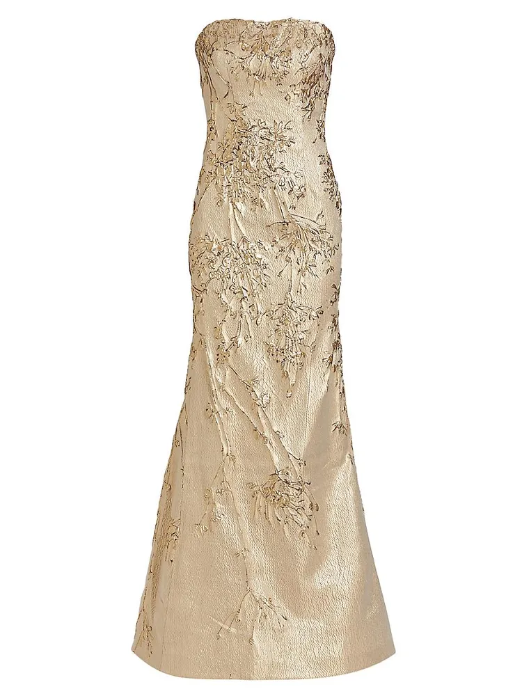 Embroidered Floor-Length Gown