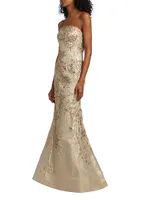 Embroidered Floor-Length Gown