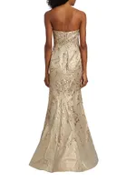 Embroidered Floor-Length Gown