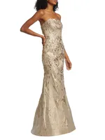 Embroidered Floor-Length Gown