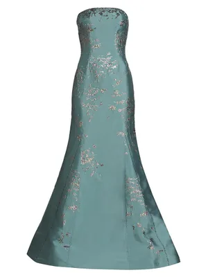 Embroidered Floor-Length Gown