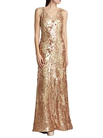 V-Neck Sequin Gown