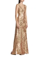 V-Neck Sequin Gown