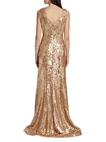 V-Neck Sequin Gown