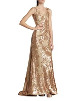 V-Neck Sequin Gown