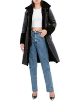 Astrid Shearling & Leather Trim Coat