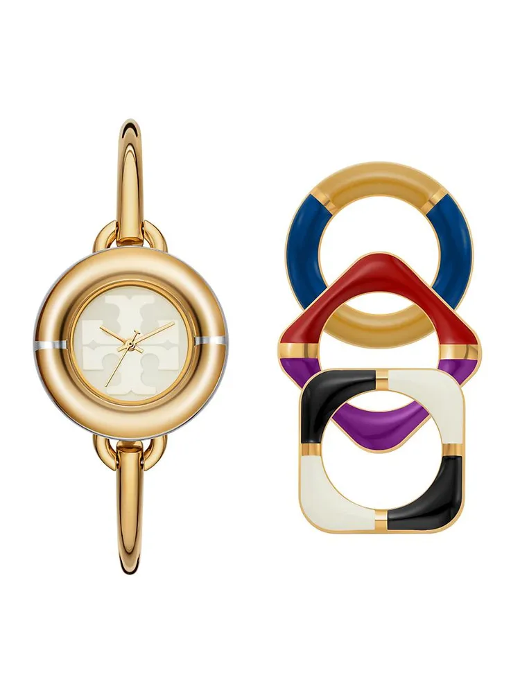 The Miller Goldtone Stainless Steel Watch & Interchangeable Bezel Set