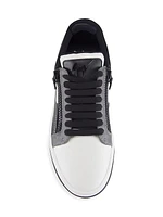 Leather Zip Low-Top Sneakers