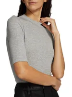 Rib-Knit Mock Turtleneck Top