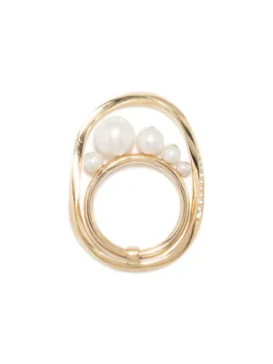 Suburbs Work Won't Love You Back 14K Gold-Plate, Pearl & White Topaz Ring