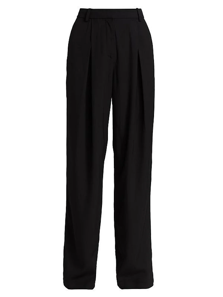 Pleated High-Waist Trousers