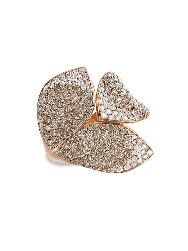 Giardini Segreti 18K Rose Gold & Diamond Pavé Leaf Wrap Ring