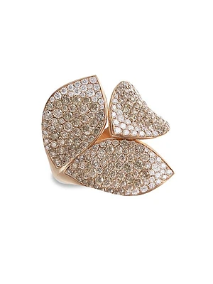 Giardini Segreti 18K Rose Gold & Diamond Pavé Leaf Wrap Ring