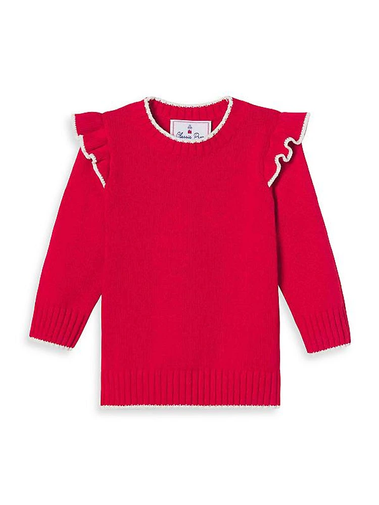 Little Girl's & Girl's Caroline Ruffled-Shoulder Sweater