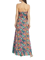 Hibiscus Embroidered Strapless Dress