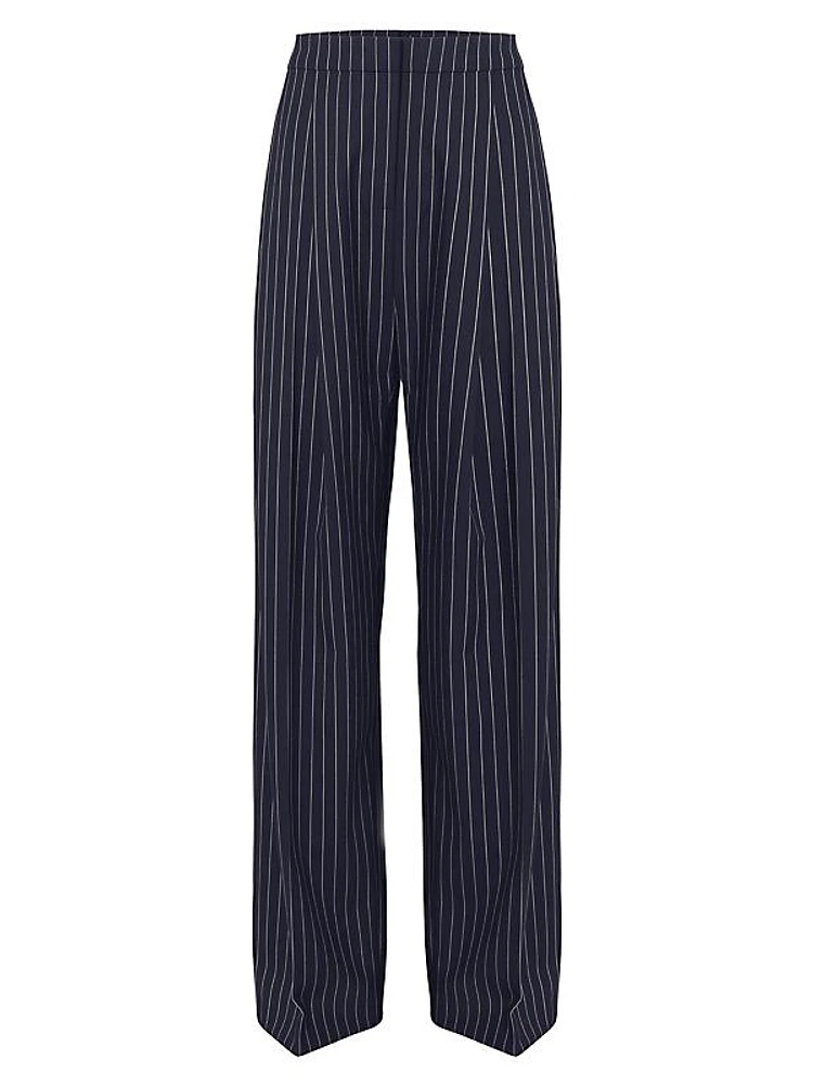 Pleated Pinstripe Pants