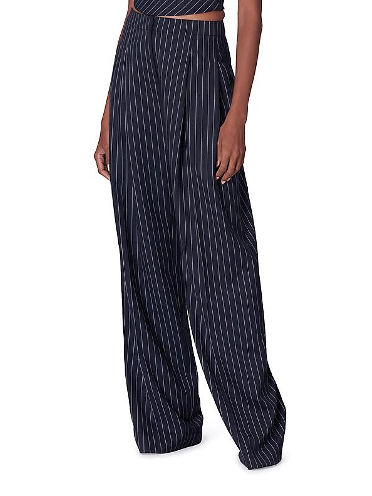 Pleated Pinstripe Pants