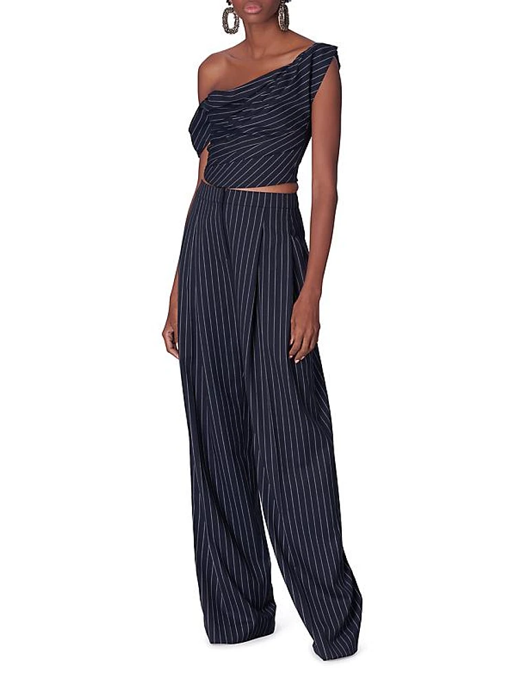 Pleated Pinstripe Pants