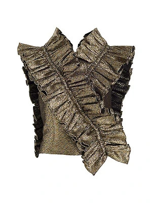 Blair Metallic Ruffle Top