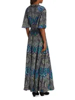 Paisley Silk V-Neck Gown
