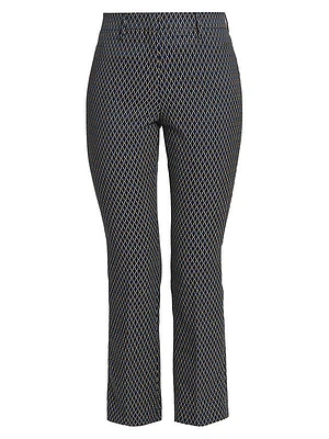 Cropped Flared Tie-Jacquard Pants