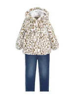 Baby Girl's & Little Cheetah Print Smocked Jacket