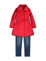 Baby Girl's, Little Girl's & Double Bow Car Coat