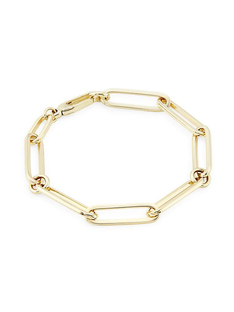 14K Yellow Gold Paper Clip Chain Bracelet