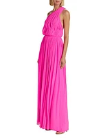 Silk Chiffon Plissé Gown