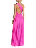 Silk Chiffon Plissé Gown