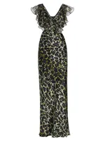 Malia Leopard Silk Cut-Out Dress