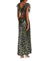 Malia Leopard Silk Cut-Out Dress