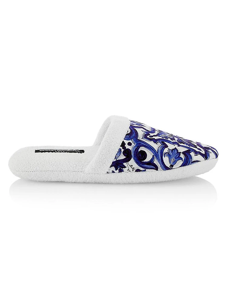 Tile-Print Terry Slippers