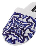 Tile-Print Terry Slippers