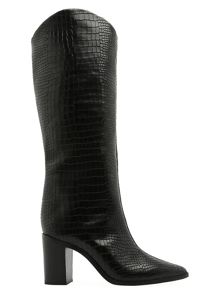 Analeah 85MM Croc-Embossed Leather Boots