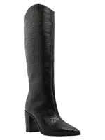 Analeah 85MM Croc-Embossed Leather Boots