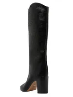 Analeah 85MM Croc-Embossed Leather Boots