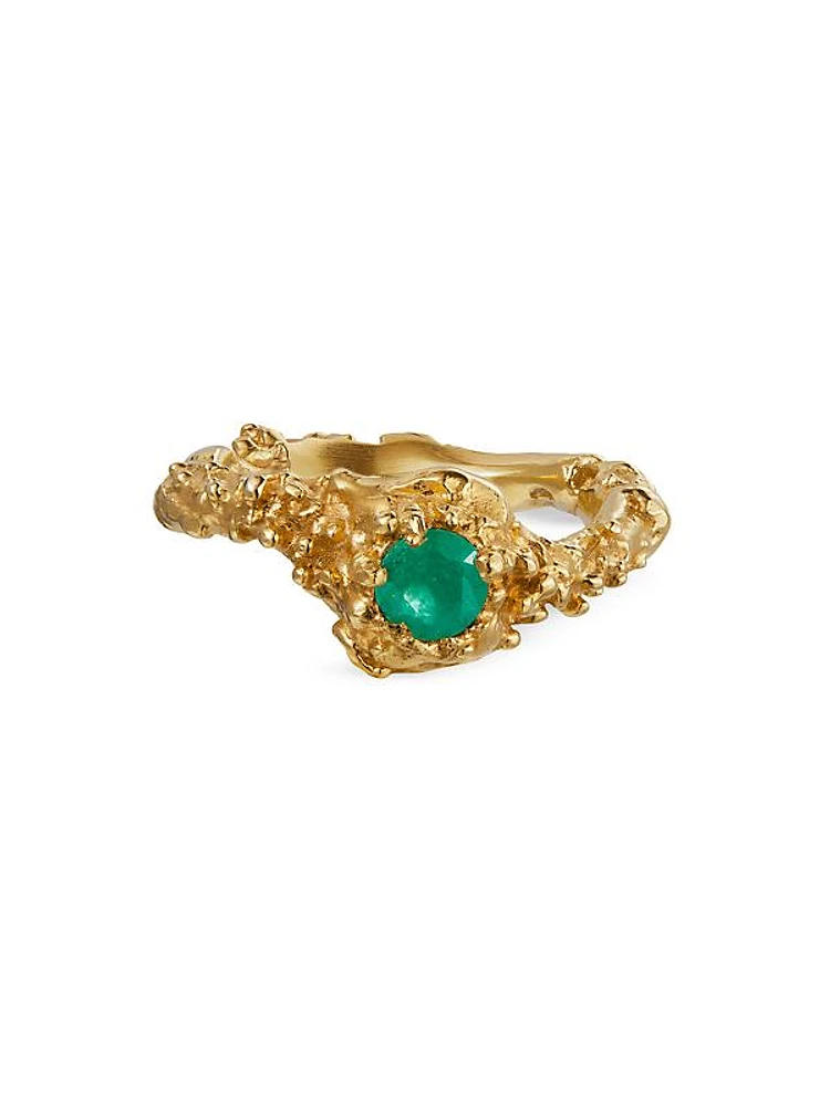 24K-Gold-Plated & Emerald Ring