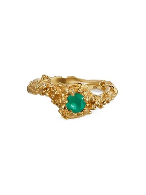 24K-Gold-Plated & Emerald Ring