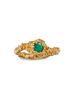 24K-Gold-Plated & Emerald Ring