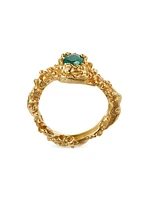 24K-Gold-Plated & Emerald Ring