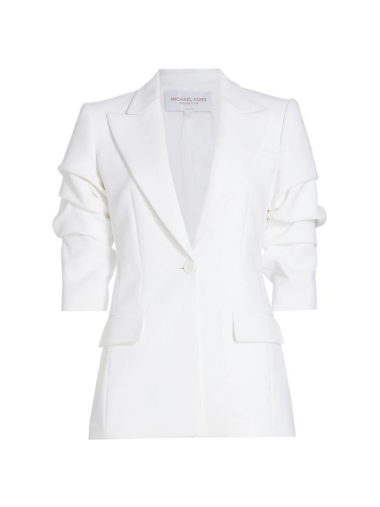 Cate Ruched-Sleeve Blazer