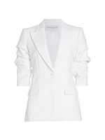 Cate Ruched-Sleeve Blazer