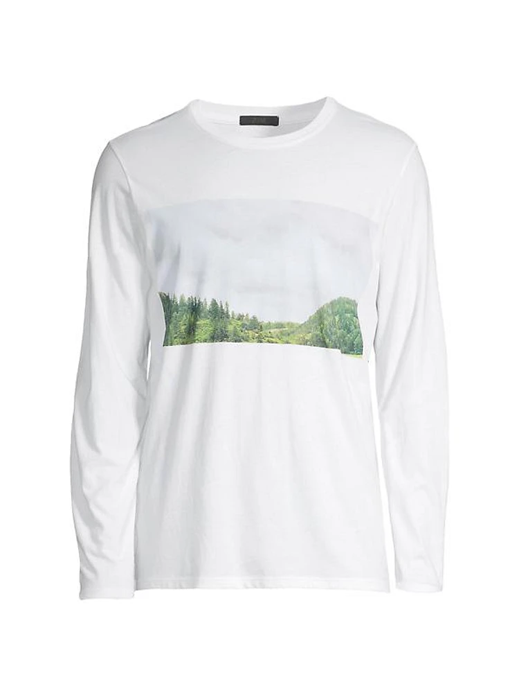 Printed Long-Sleeve Cotton Tee