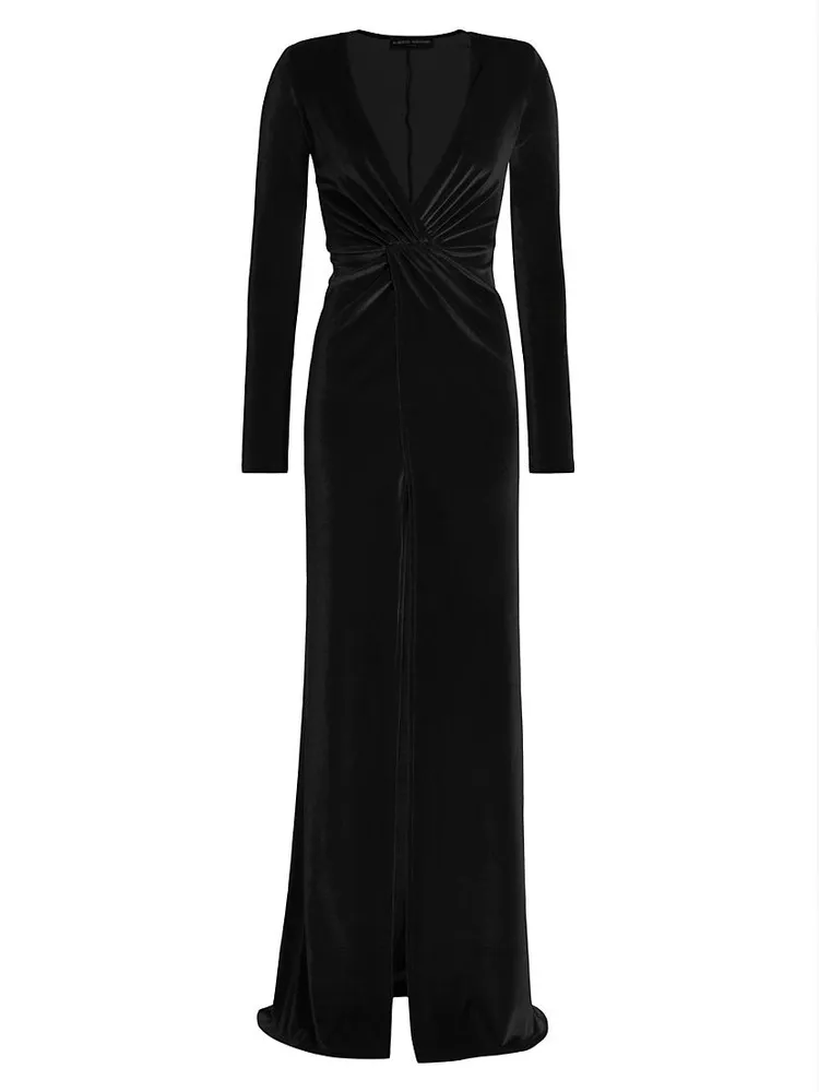 Misse Long-Sleeve Velvet Gown